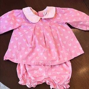 Stitchy Fish Pink Heart Girls Bloomer Matching Set